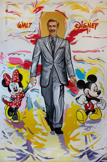 绘画 标题为“Walt Disney” 由Orest Hrytsak, 原创艺术品, 丙烯 安装在木质担架架上