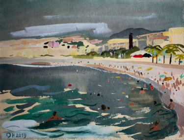 Peinture intitulée "Nice la baie des An…" par Orest Hrytsak, Œuvre d'art originale, Aquarelle