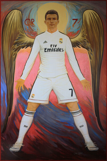 Painting titled "CR7 Real" by Orest Hrytsak, Original Artwork, Tempera Mounted on Wood Panel