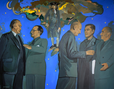 Malerei mit dem Titel "Pères fondateurs de…" von Orest Hrytsak, Original-Kunstwerk, Acryl Auf Keilrahmen aus Holz montiert