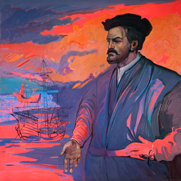 Painting titled "Jacques Cartier" by Orest Hrytsak, Original Artwork, Oil