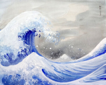 Peinture intitulée "Sous la vague au la…" par Orest Hrytsak, Œuvre d'art originale, Aquarelle