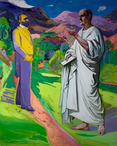 Malarstwo zatytułowany „Bienvenue, Caius Ci…” autorstwa Orest Hrytsak, Oryginalna praca, Pigmenty Zamontowany na Drewniana r…