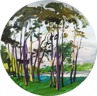 Peinture intitulée "Pins, Bois de Boulo…" par Orest Hrytsak, Œuvre d'art originale, Pigments Monté sur Autre panneau rigide