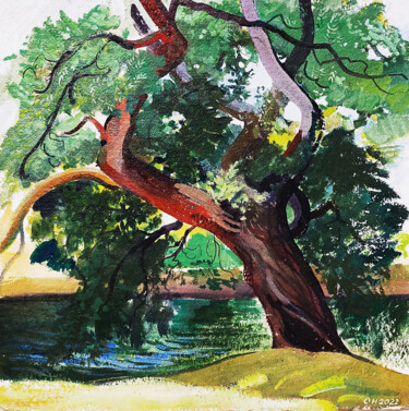 Malerei mit dem Titel "Bois de Boulogne, c…" von Orest Hrytsak, Original-Kunstwerk, Pigmente