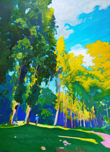 Картина под названием "Promenade au bord d…" - Orest Hrytsak, Подлинное произведение искусства, Пигменты Установлен на Дерев…