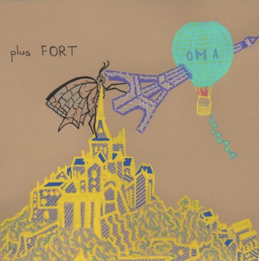 Drawing titled "Plus fort" by O.M.A., Original Artwork, Marker