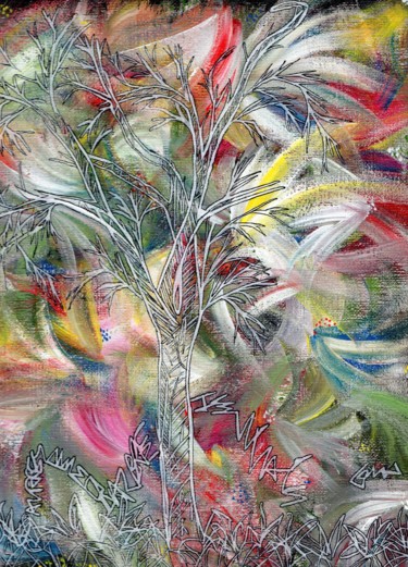 Peinture intitulée "Auprès de mon arbre…" par O.M.A., Œuvre d'art originale, Acrylique