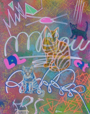 Картина под названием "LOL cat" - O.M.A., Подлинное произведение искусства, Акрил