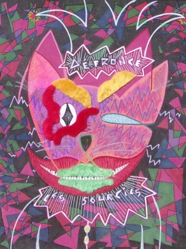 Malerei mit dem Titel "Défronce les sourci…" von O.M.A., Original-Kunstwerk, Acryl