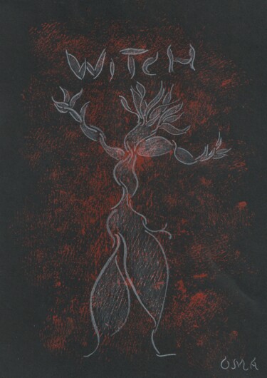 Σχέδιο με τίτλο "Witch" από O.M.A., Αυθεντικά έργα τέχνης, Παστέλ