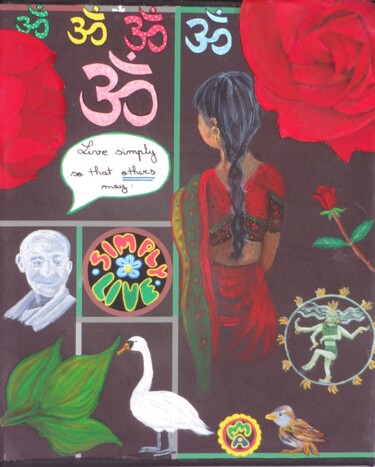 Malerei mit dem Titel "Namasté Shiva" von O.M.A., Original-Kunstwerk, Acryl