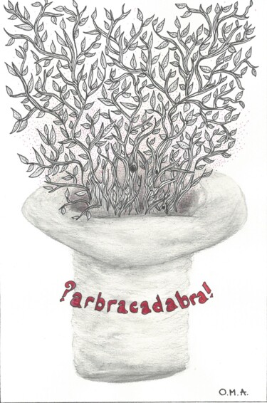 Tekening getiteld "Arbracadabra" door O.M.A., Origineel Kunstwerk, Potlood