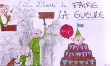 Drawing titled "La liberté de faire…" by O.M.A., Original Artwork, Marker