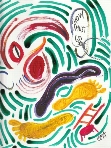 Tekening getiteld "Le clown triste" door O.M.A., Origineel Kunstwerk, Acryl