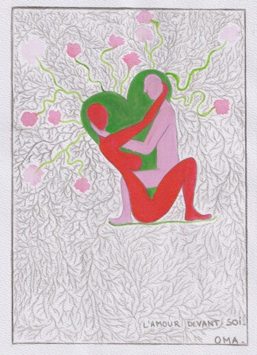 Desenho intitulada "L'amour devant soi" por O.M.A., Obras de arte originais, Lápis