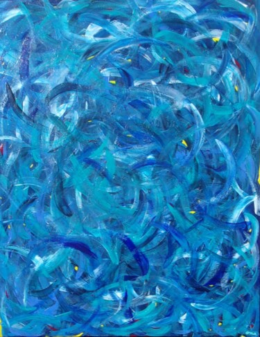 Peinture intitulée "Fucking blue" par O.M.A., Œuvre d'art originale, Acrylique