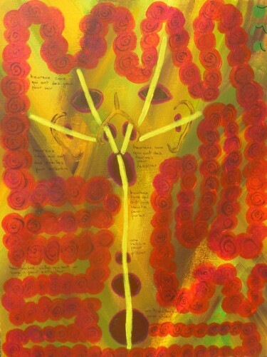 Peinture intitulée "Au fond des trous (…" par O.M.A., Œuvre d'art originale, Acrylique