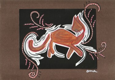 Dessin intitulée "Sans titre (chat)" par O.M.A., Œuvre d'art originale, Marqueur