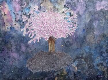 Ζωγραφική με τίτλο "Space Tree 1" από O.M.A., Αυθεντικά έργα τέχνης, Ακρυλικό