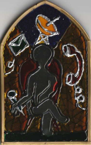 Painting titled "Modernité (Communic…" by O.M.A., Original Artwork, Stained glass painting