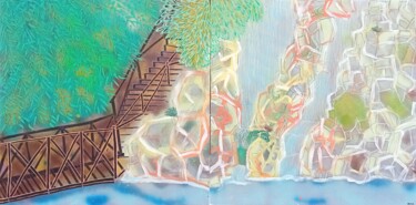 Pintura titulada "La Cascade du Parc…" por O.M.A., Obra de arte original, Acrílico