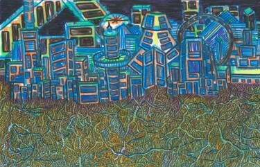 Painting titled "Channel city" by O.M.A., Original Artwork, Marker