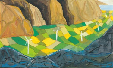 Pittura intitolato "La vallée du vent 2" da O.M.A., Opera d'arte originale, Gouache