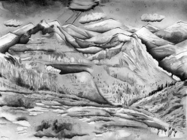Disegno intitolato "paysage" da Orgelf, Opera d'arte originale, Grafite
