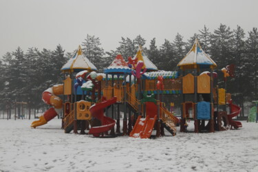 Photography titled "winter and playgrou…" by Orhan Güldeste, Original Artwork, Non Manipulated Photography