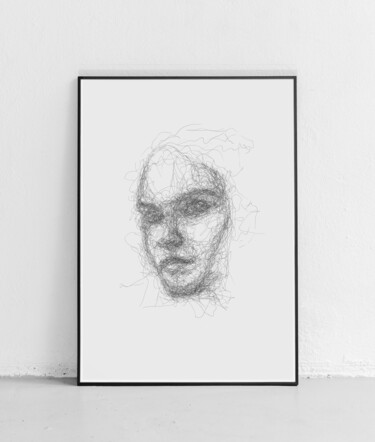 图画 标题为“Scribble Face #3” 由Oriane Audebert, 原创艺术品, 圆珠笔