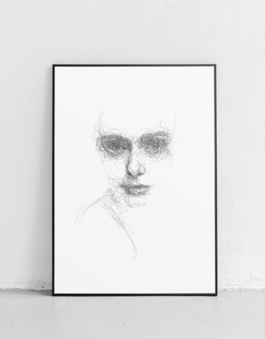 Drawing titled "Scribble Face #13" by Oriane Audebert, Original Artwork, Ballpoint pen