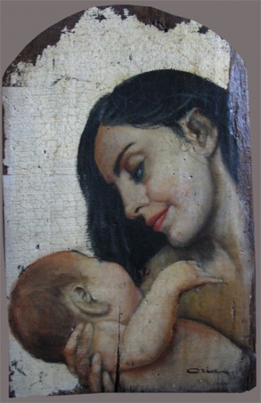 Painting titled "MATERNITA'" by Oria, Original Artwork