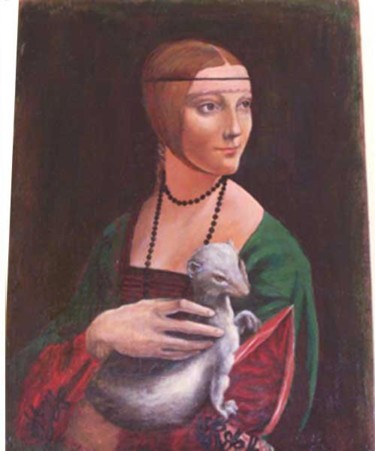 Painting titled "Dama con ermellino" by Oria, Original Artwork, Oil