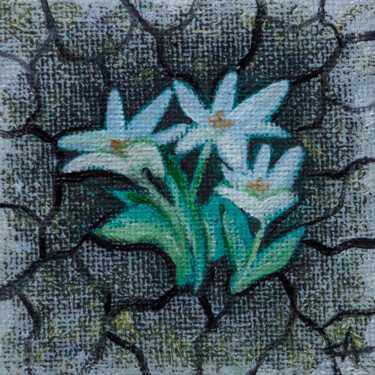 Картина под названием "Fleurs blanches" - Orichalk, Подлинное произведение искусства, Масло Установлен на Деревянная рама дл…