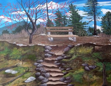 Painting titled "Relaxation in Nature" by Oriental Empyrean - The Art Gallery, Original Artwork, Acrylic