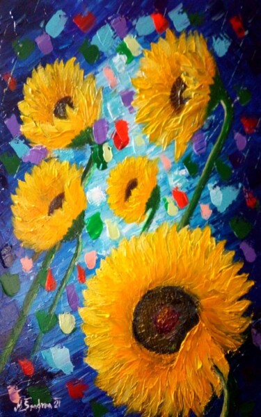 Painting titled "Sunflower: the icon…" by Oriental Empyrean - The Art Gallery, Original Artwork, Acrylic