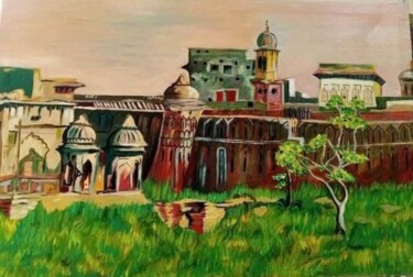 Pintura intitulada "Lahore Fort" por Oriental Empyrean - The Art Gallery, Obras de arte originais, Óleo