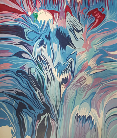 Painting titled "Blue Venom" by Alexandra Romano, Original Artwork, Acrylic