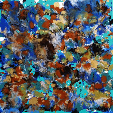 Peinture intitulée "Fluid Ocean" par Alexandra Romano, Œuvre d'art originale, Émail