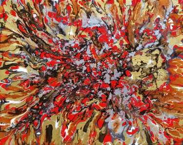 Painting titled "Red River" by Alexandra Romano, Original Artwork, Enamel