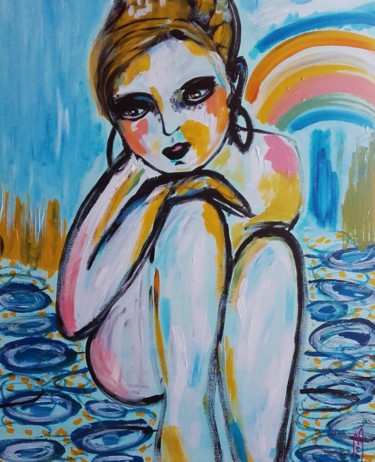 Painting titled "Ange" by Céline Marcoz, Original Artwork, Acrylic