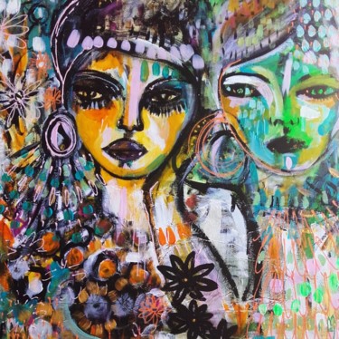 Картина под названием "Gypsies Portraits F…" - Céline Marcoz, Подлинное произведение искусства, Акрил