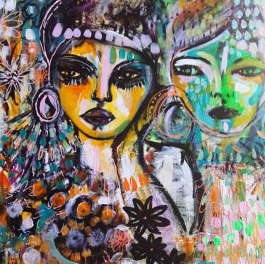 Gypsies Portraits Femmes Women Portraits Painting titled "Gypsies Portraits F…" by Céline Marcoz, Original Art, Acrylic