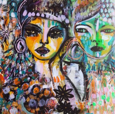 Painting titled "Gypsies Portraits F…" by Céline Marcoz, Original Artwork, Acrylic