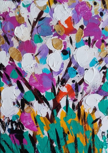 "Fleurs Jardin Abstr…" başlıklı Tablo Céline Marcoz tarafından, Orijinal sanat, Akrilik