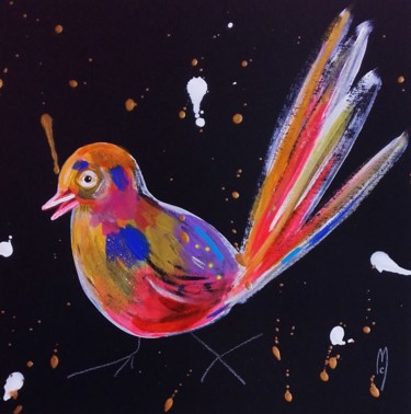 Peinture intitulée "Oiseau Bird" par Céline Marcoz, Œuvre d'art originale, Acrylique