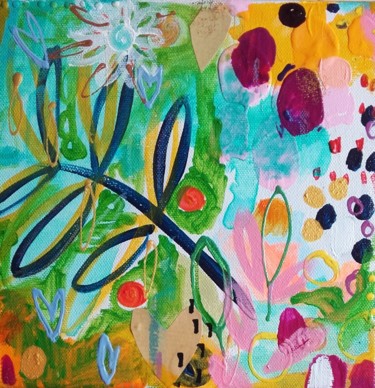 Painting titled "Jardin Art Abstrait…" by Céline Marcoz, Original Artwork, Acrylic