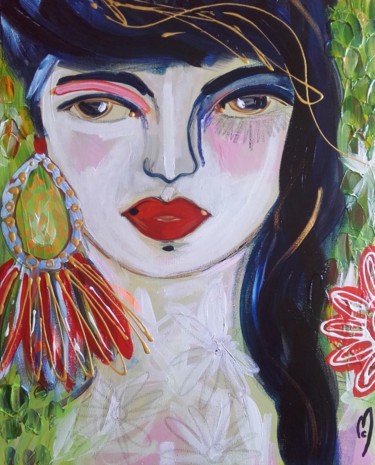 Painting titled "Portrait" by Céline Marcoz, Original Artwork, Acrylic