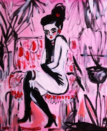 Painting titled "Femme" by Céline Marcoz, Original Artwork, Acrylic
